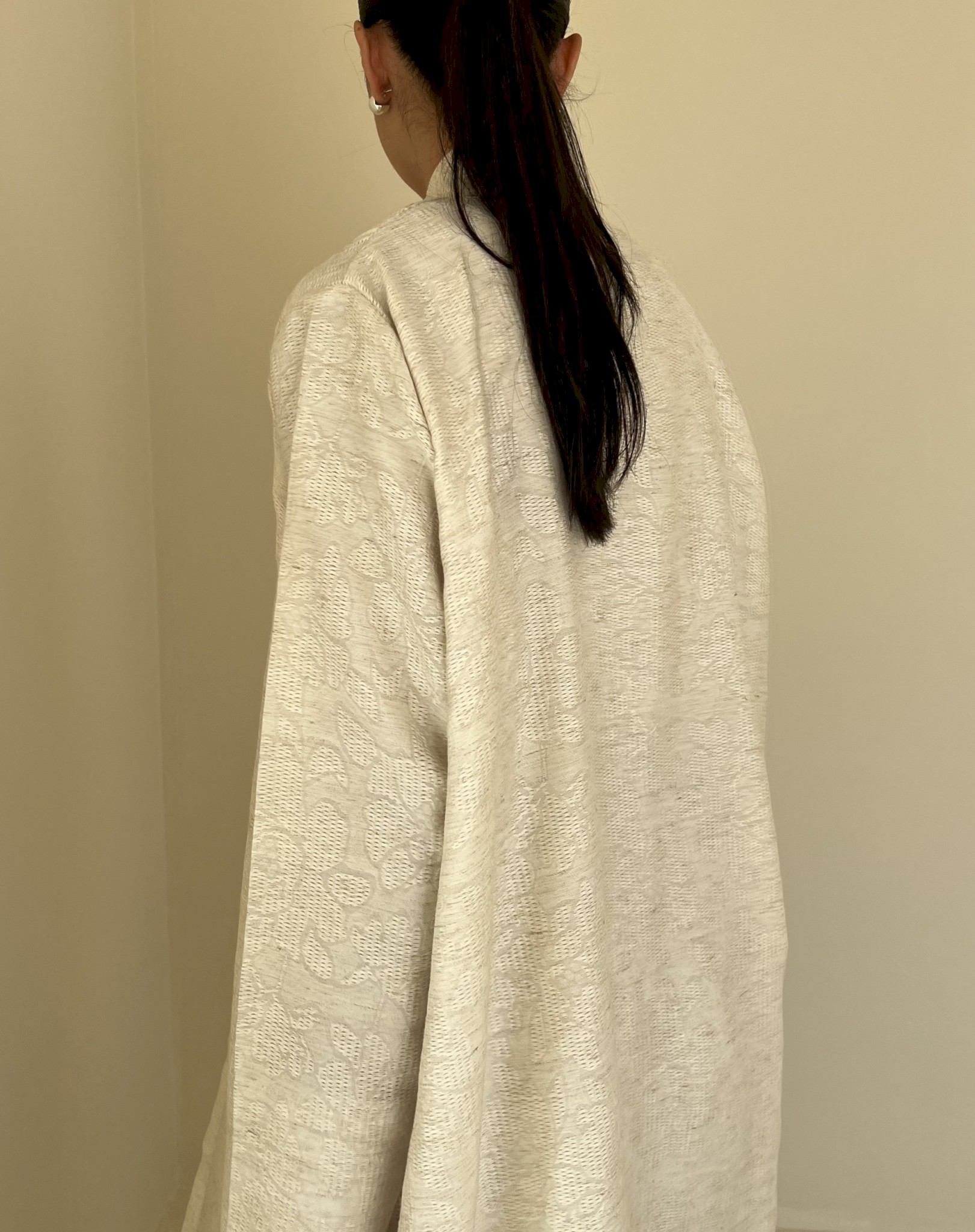 Ivory floral linen cloak
