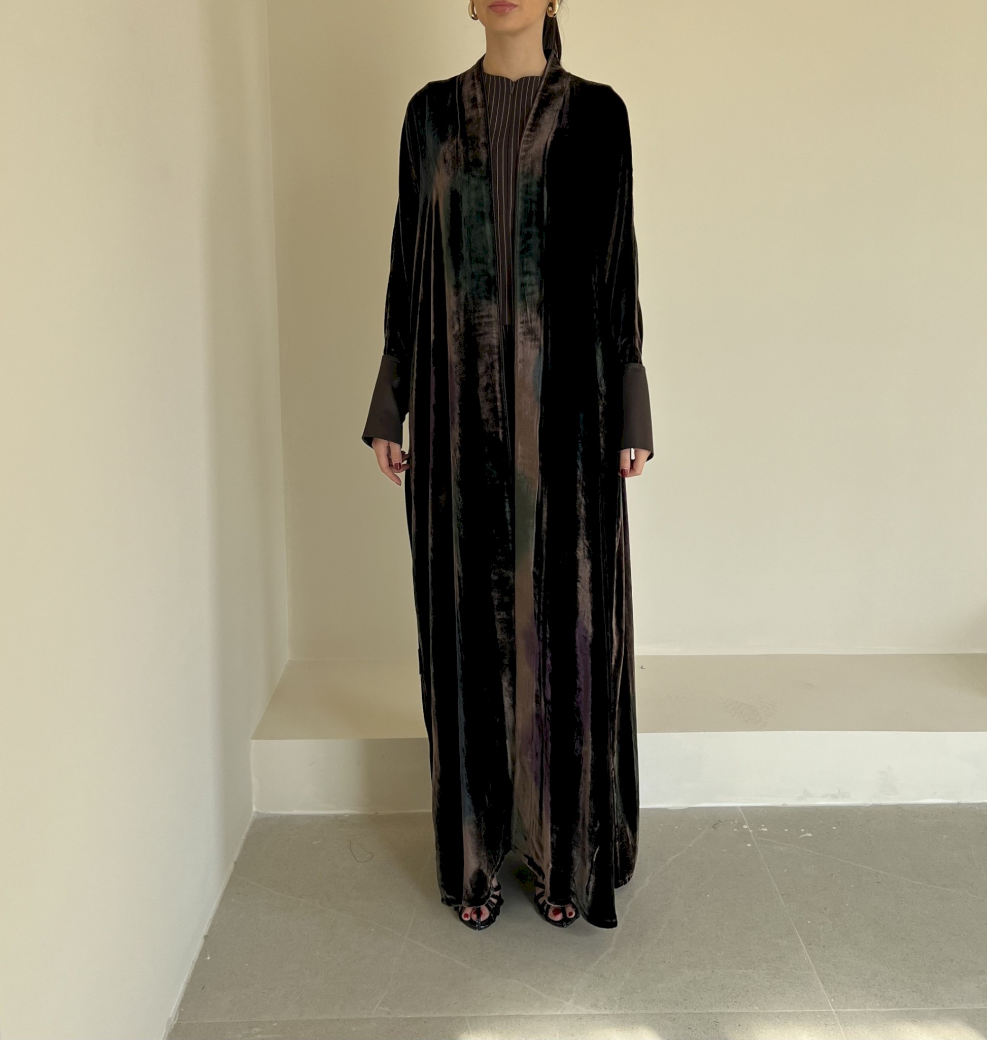 Brown velvet aurora cloak