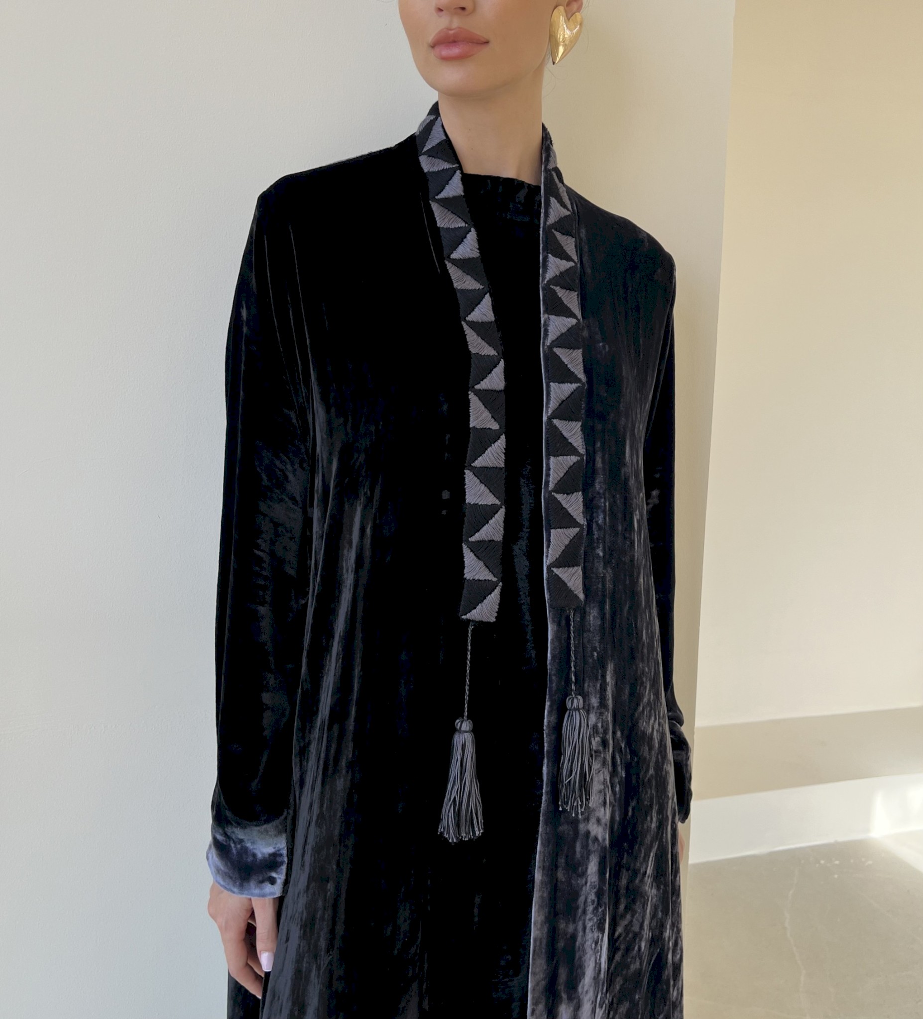 Grey and black two-tone velvet