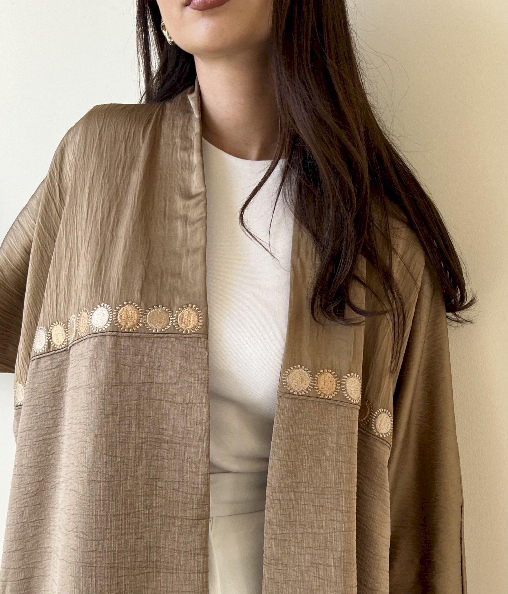 Camel medallion abaya