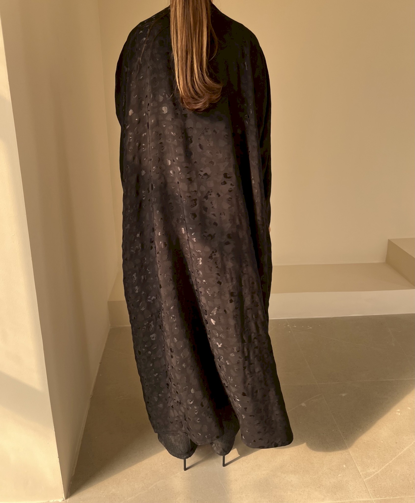 Black silk jacquard cloak
