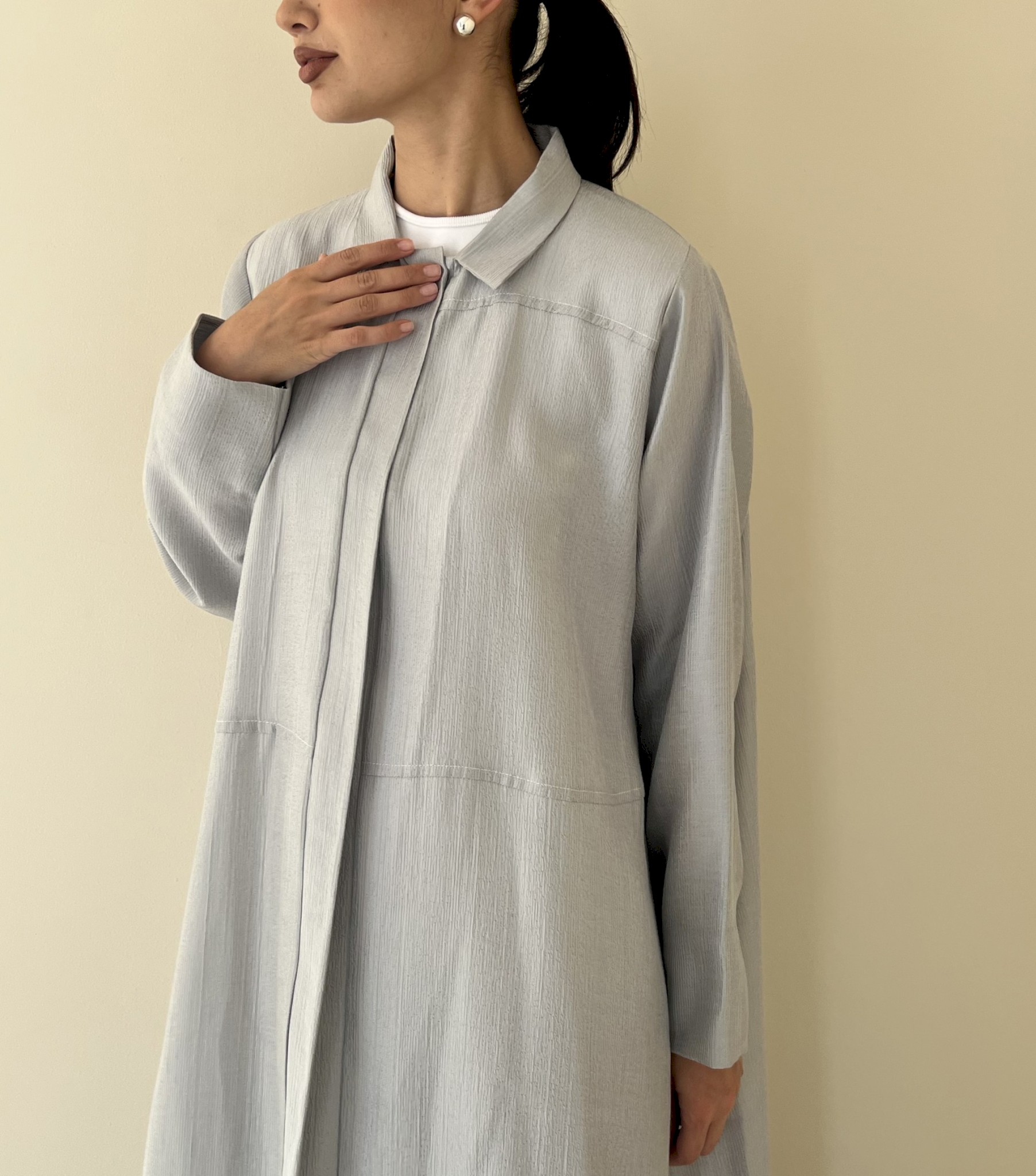 Silver line abaya