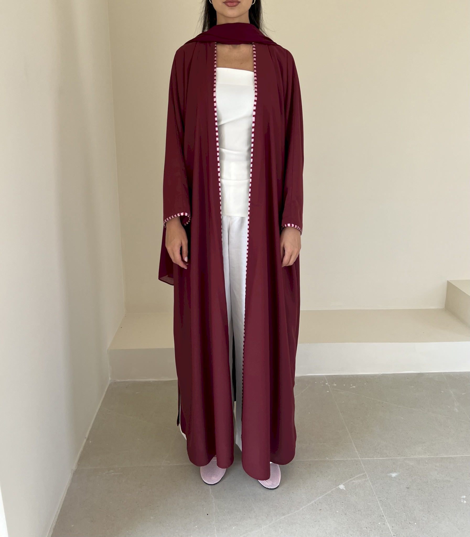 Cherry two-tone piping cloak