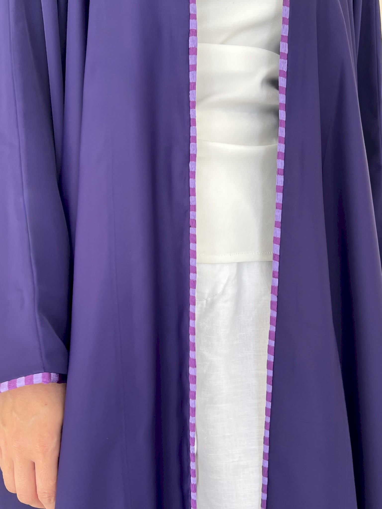 Purple two-tone piping cloak
