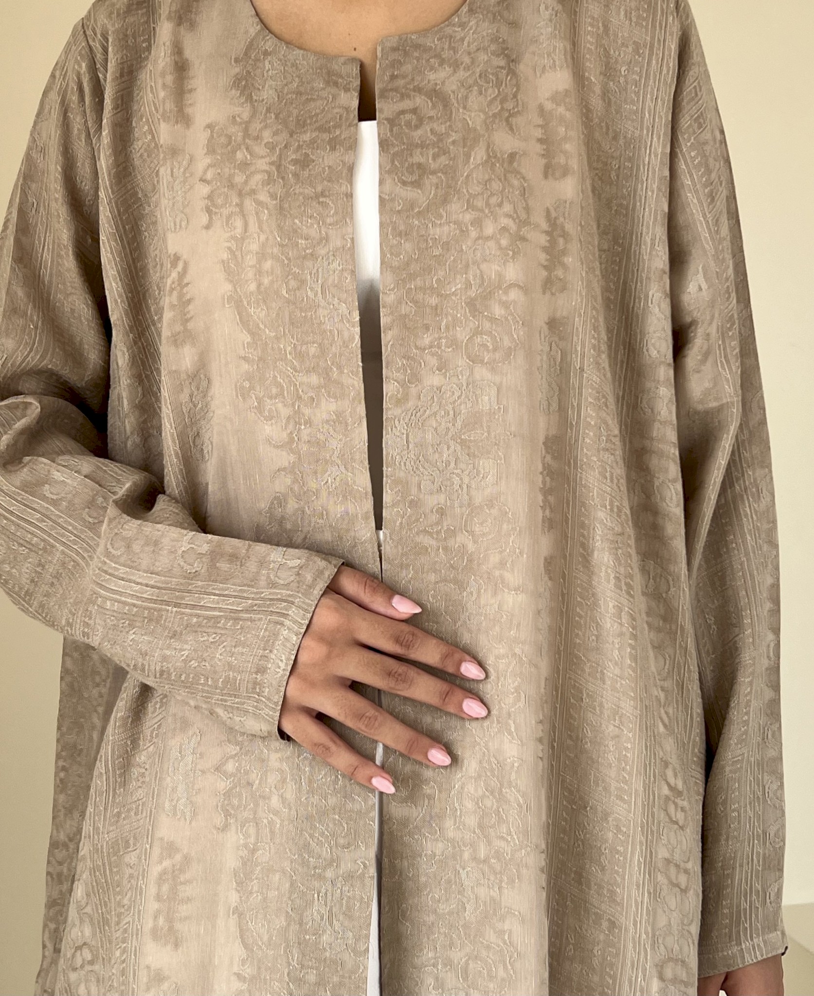 Beige weave linen cloak
