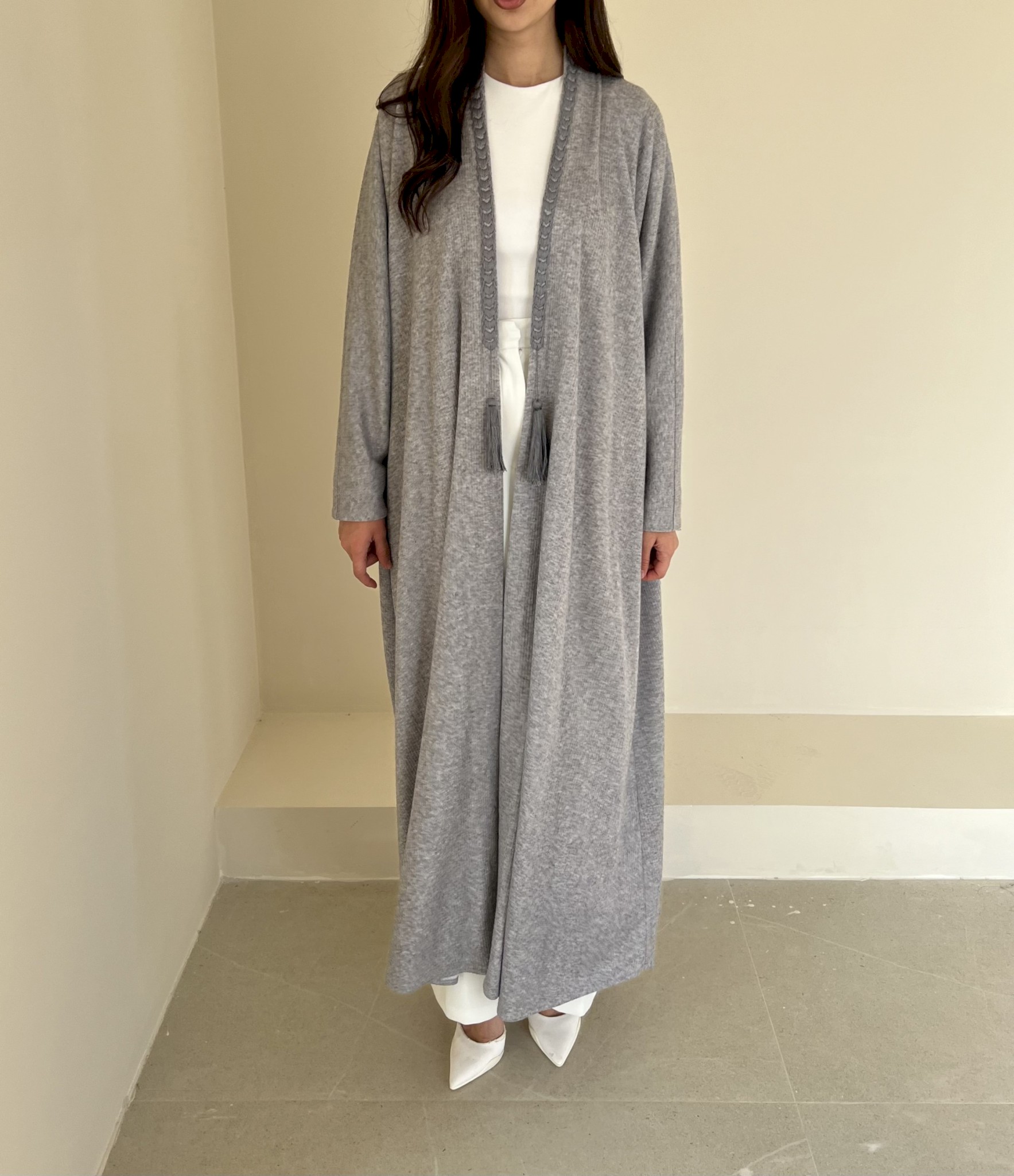 Grey braided cotton cloak