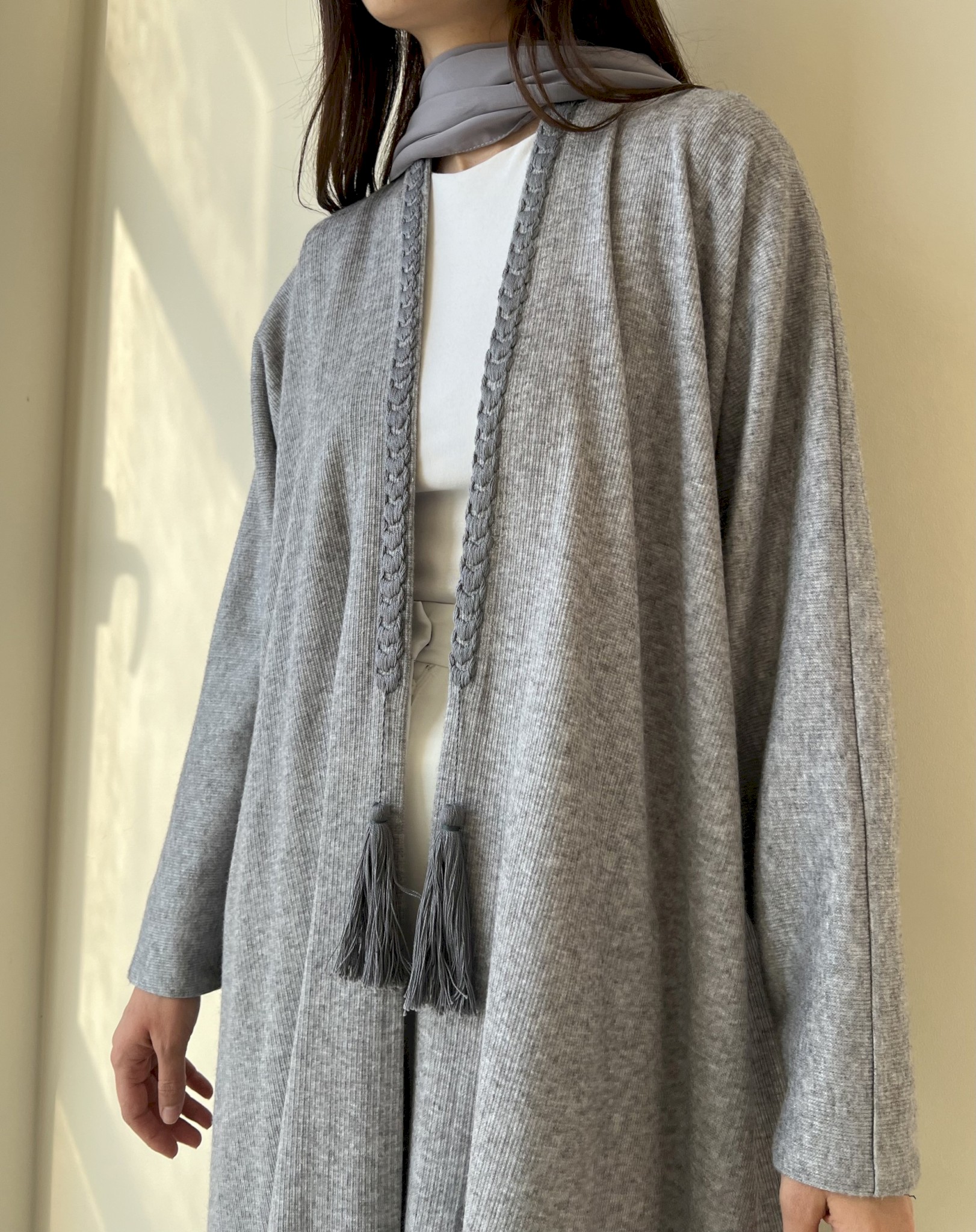 Grey braided cotton cloak