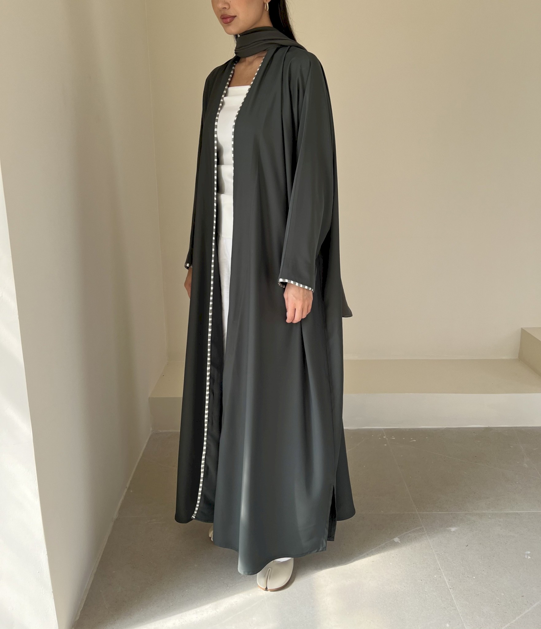 Olive two-tone piping cloak