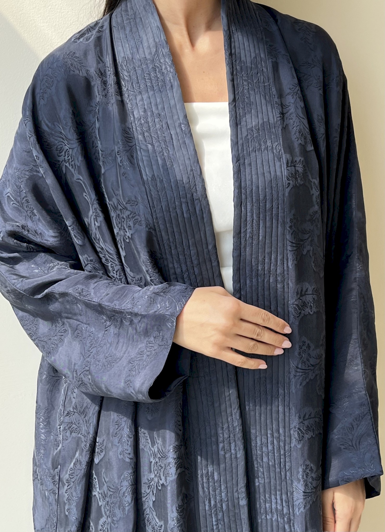 Navy quilted collar