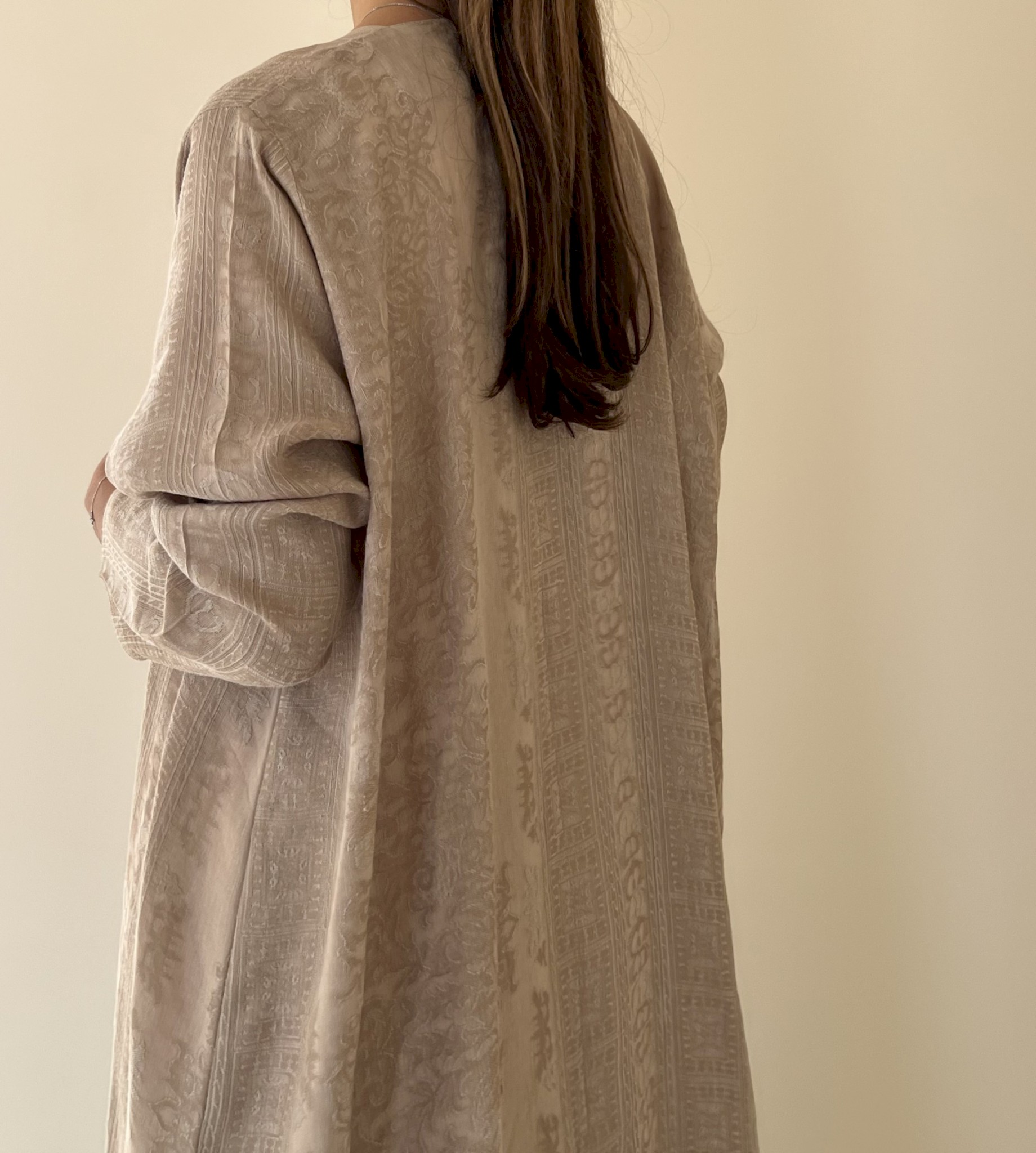 Beige weave linen cloak