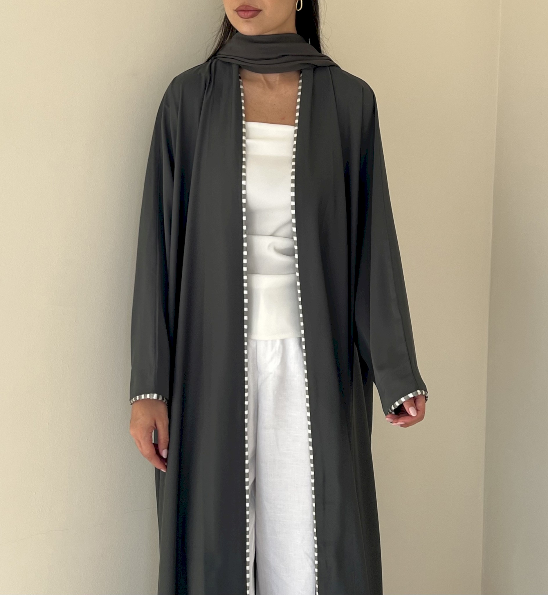 Olive two-tone piping cloak