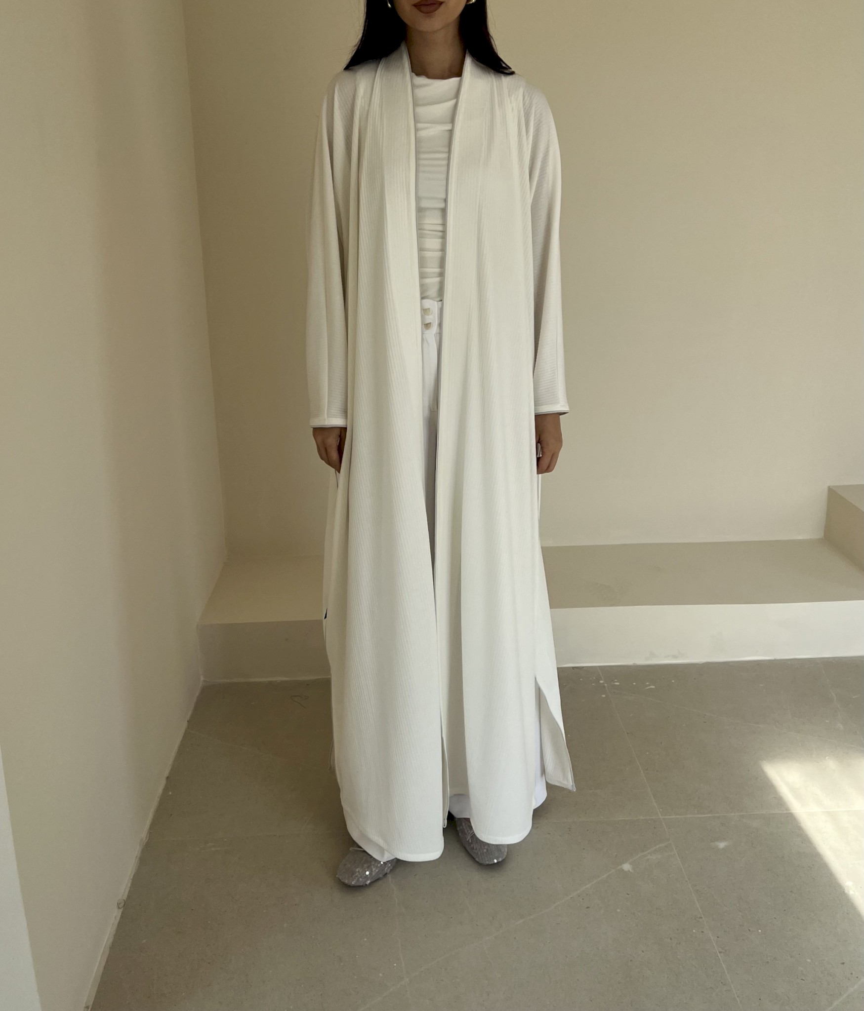 Ivory ribbed cotton cloak