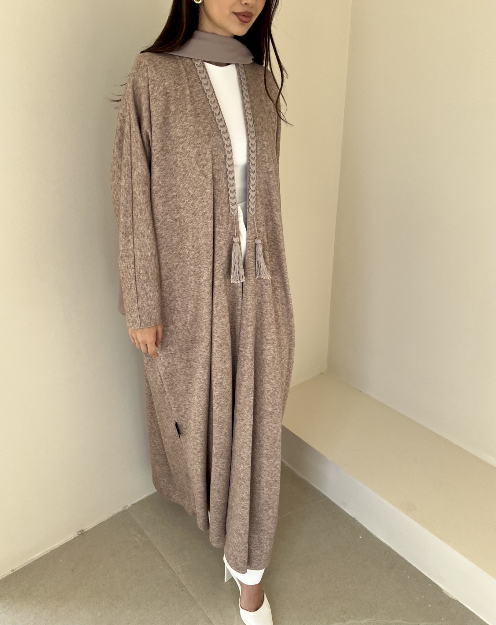 Mocha braided cotton cloak