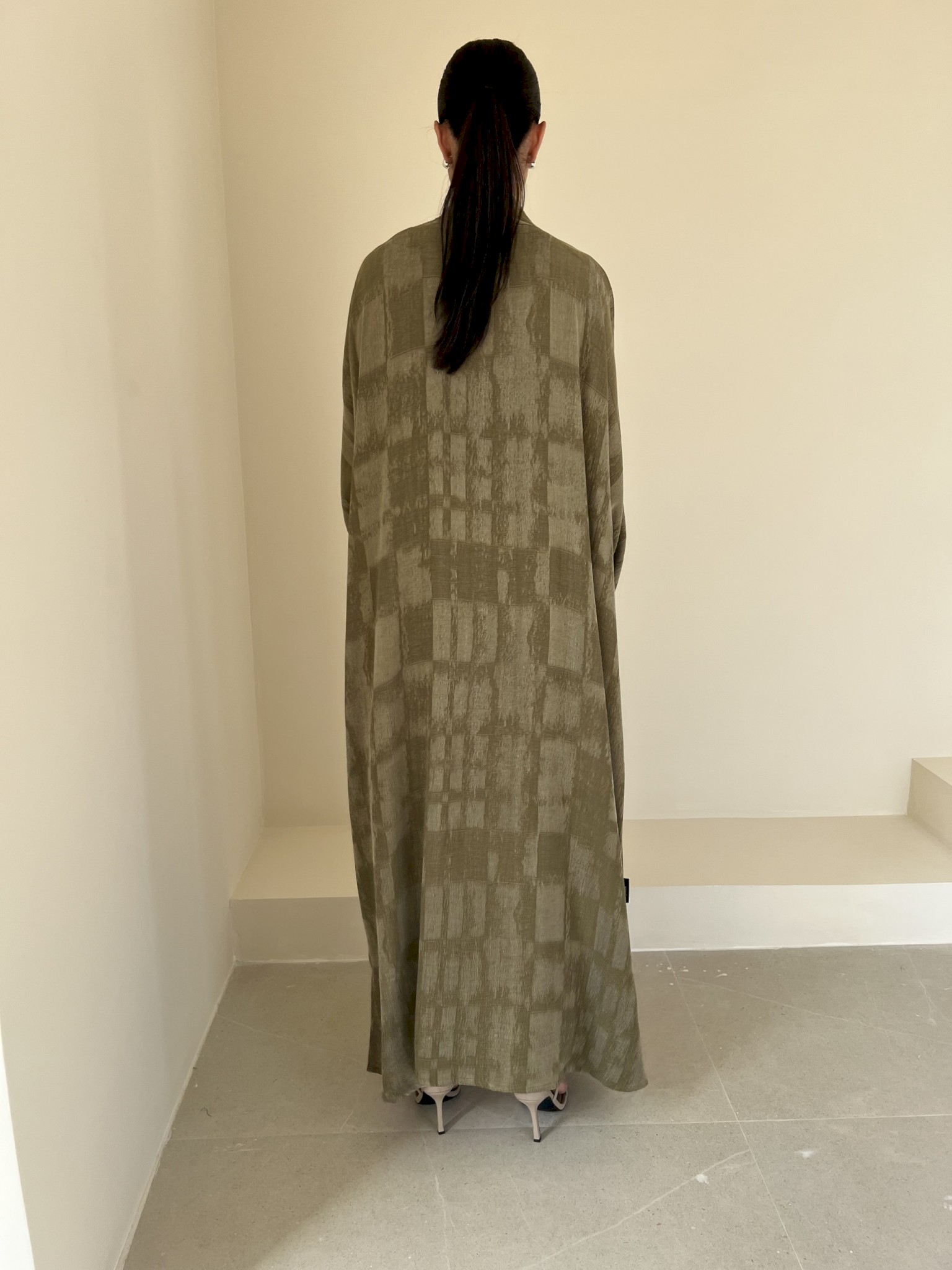 Olive textured grid cloak