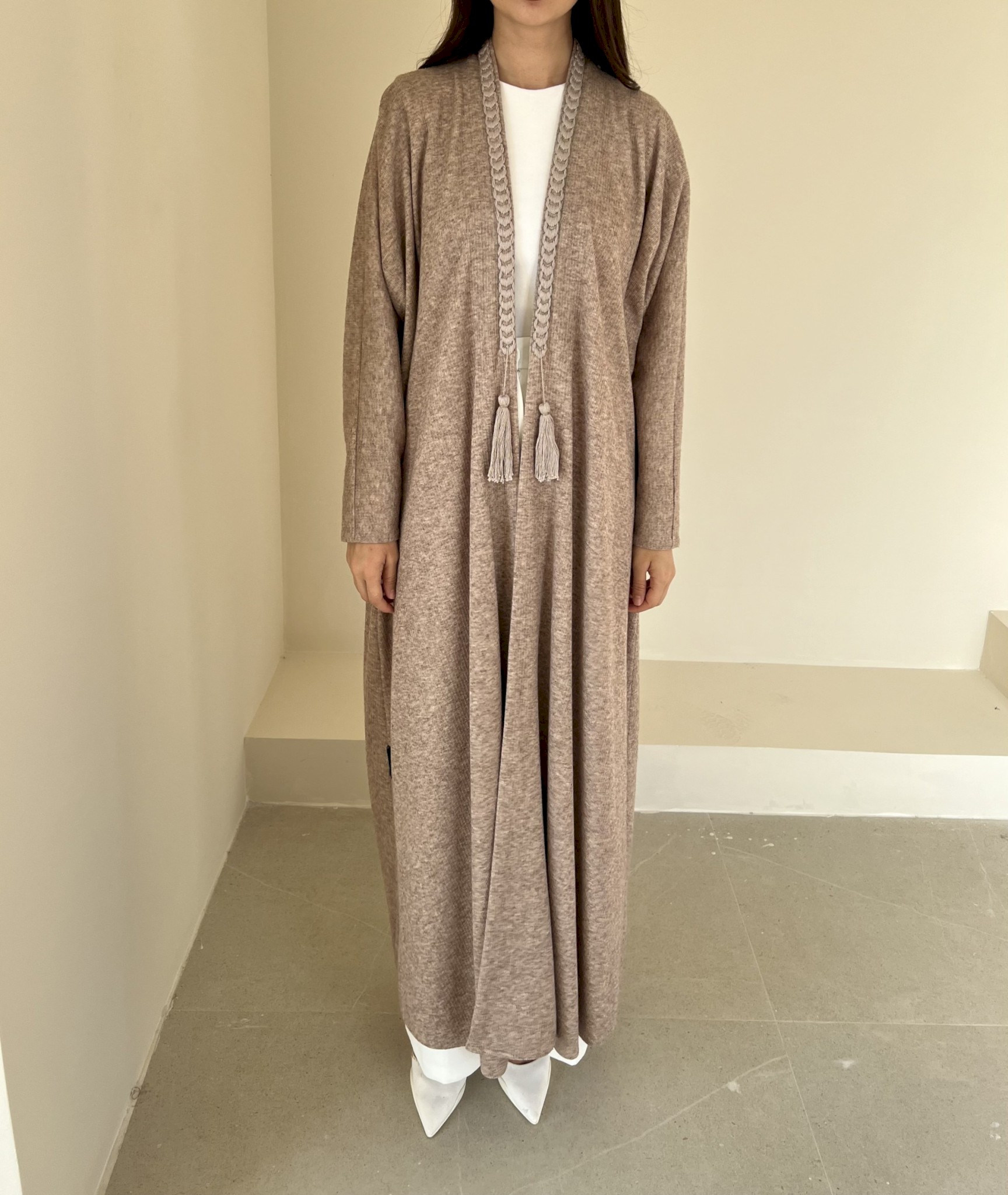 Mocha braided cotton cloak