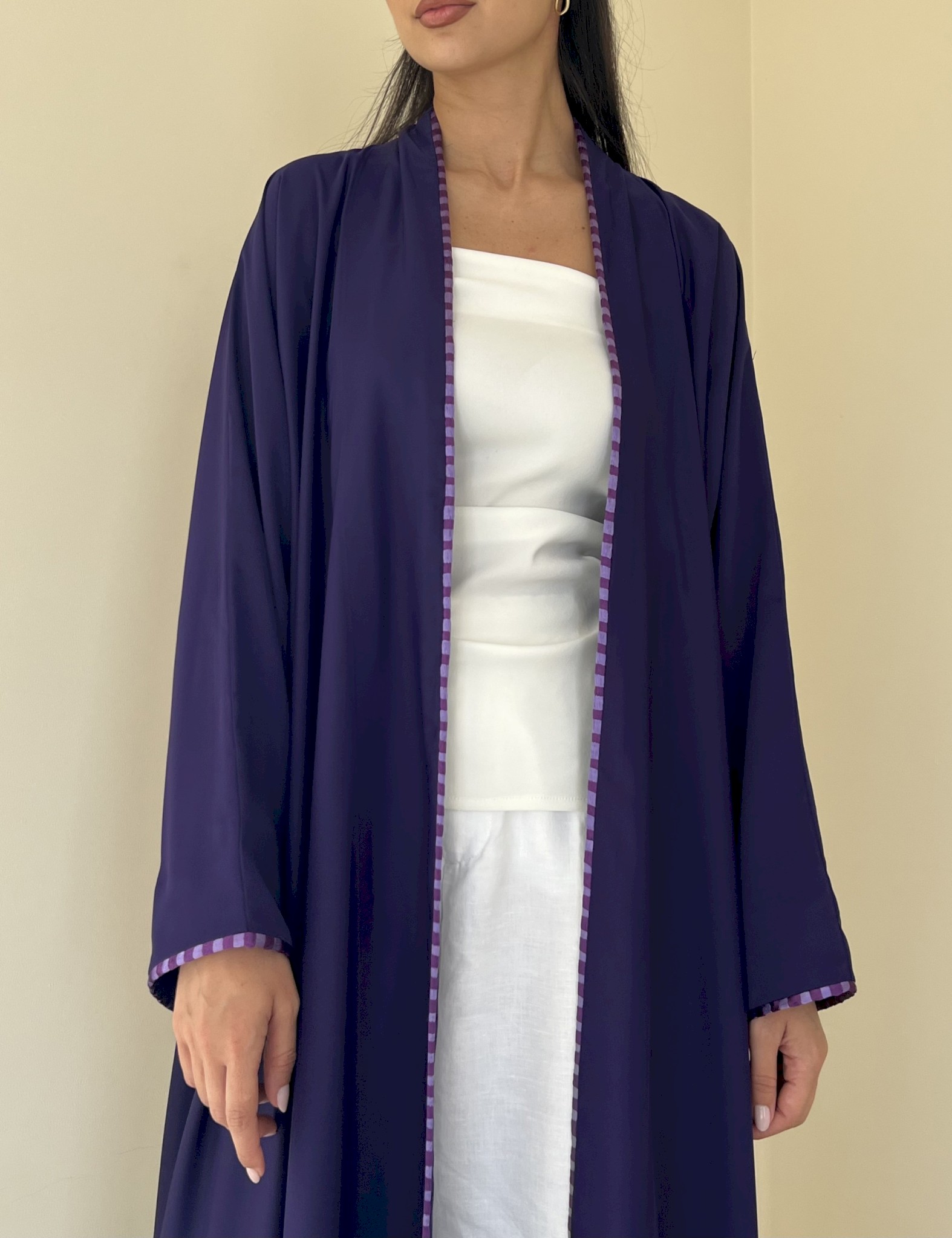 Purple two-tone piping cloak
