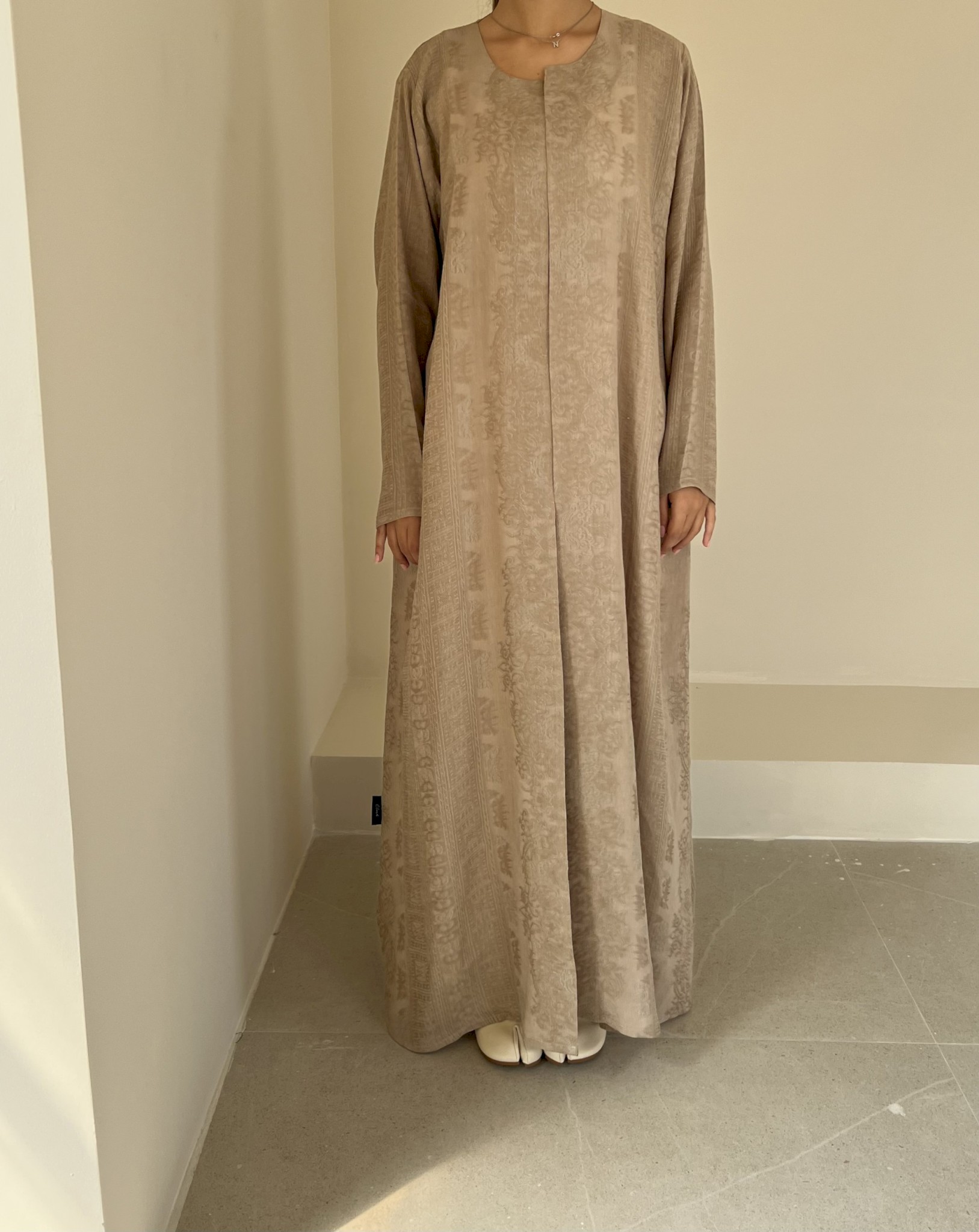 Beige weave linen cloak