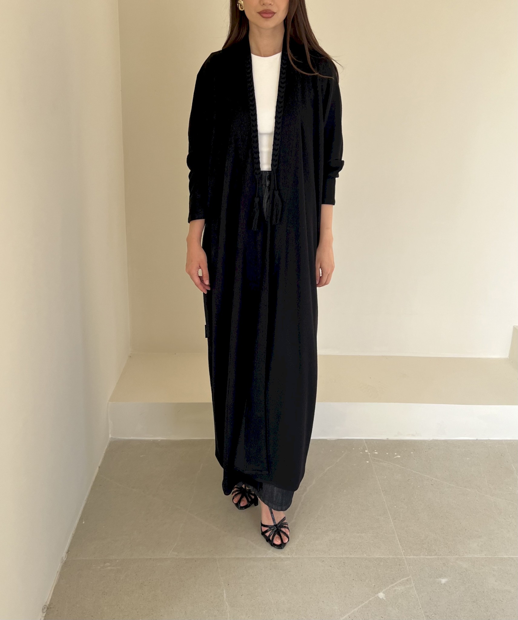 Black braided cotton cloak