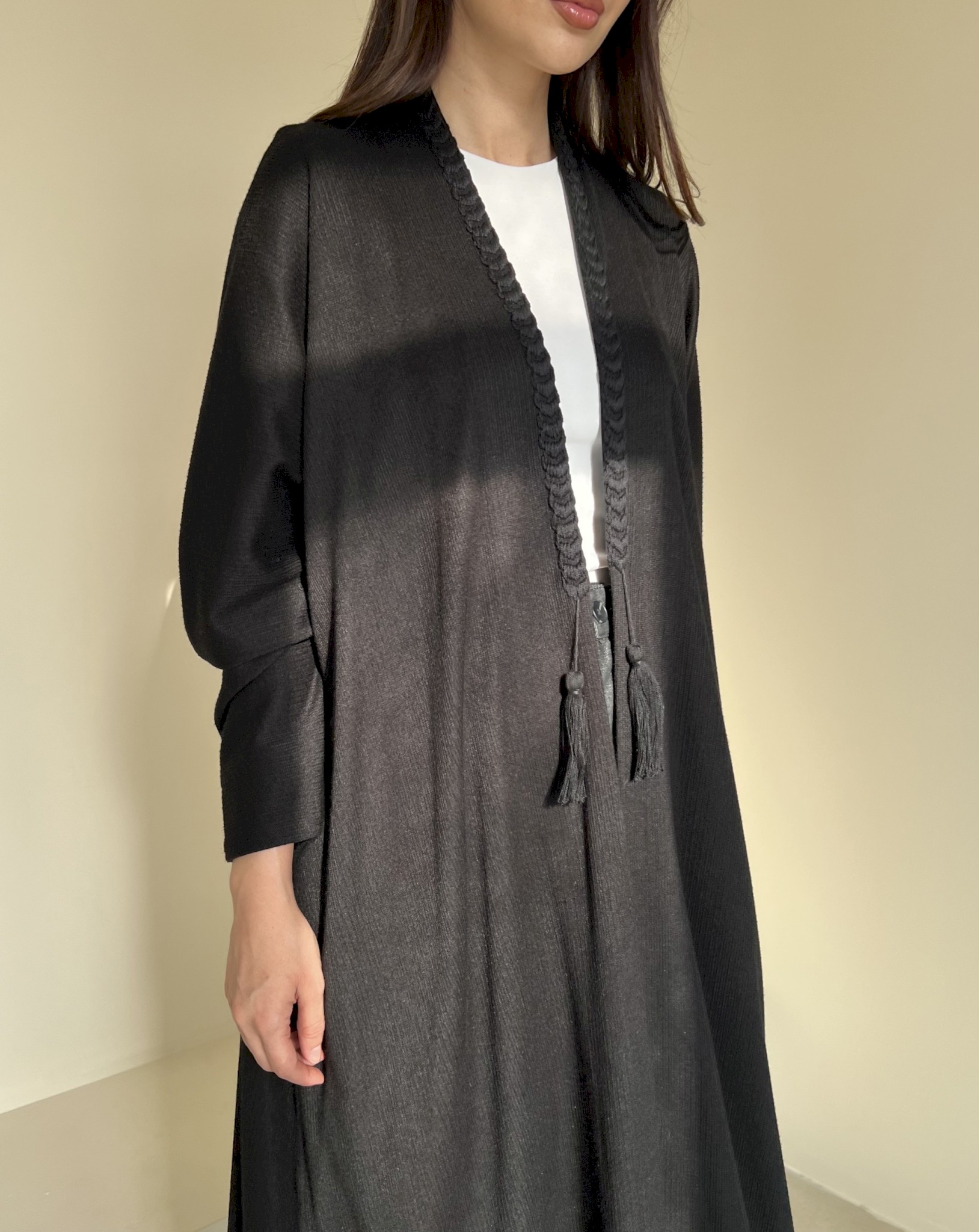 Black braided cotton cloak