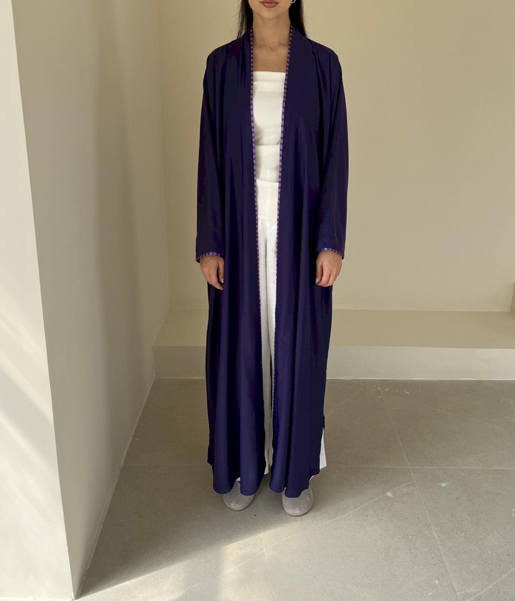 Purple two-tone piping cloak