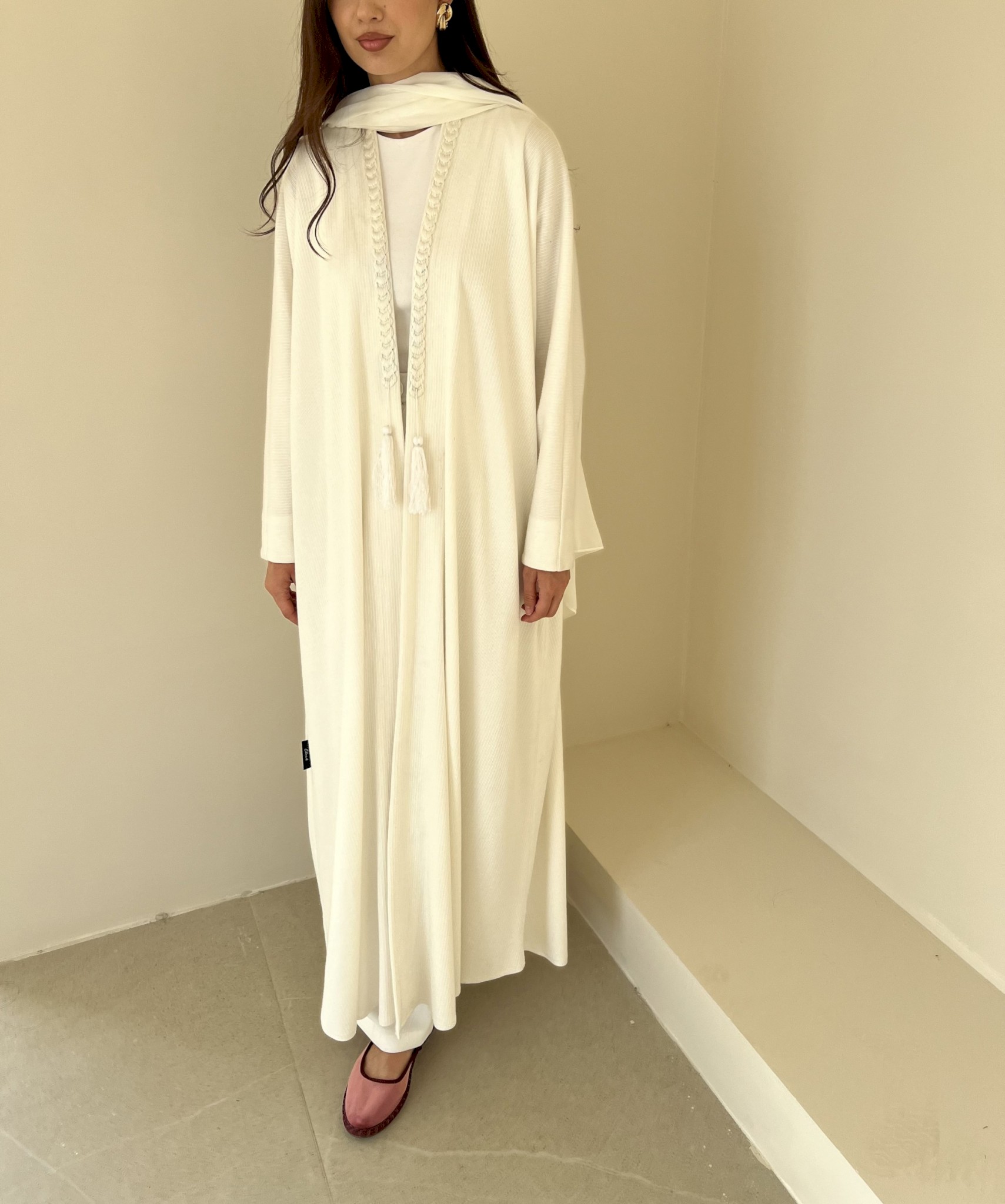 Ivory braided cotton cloak
