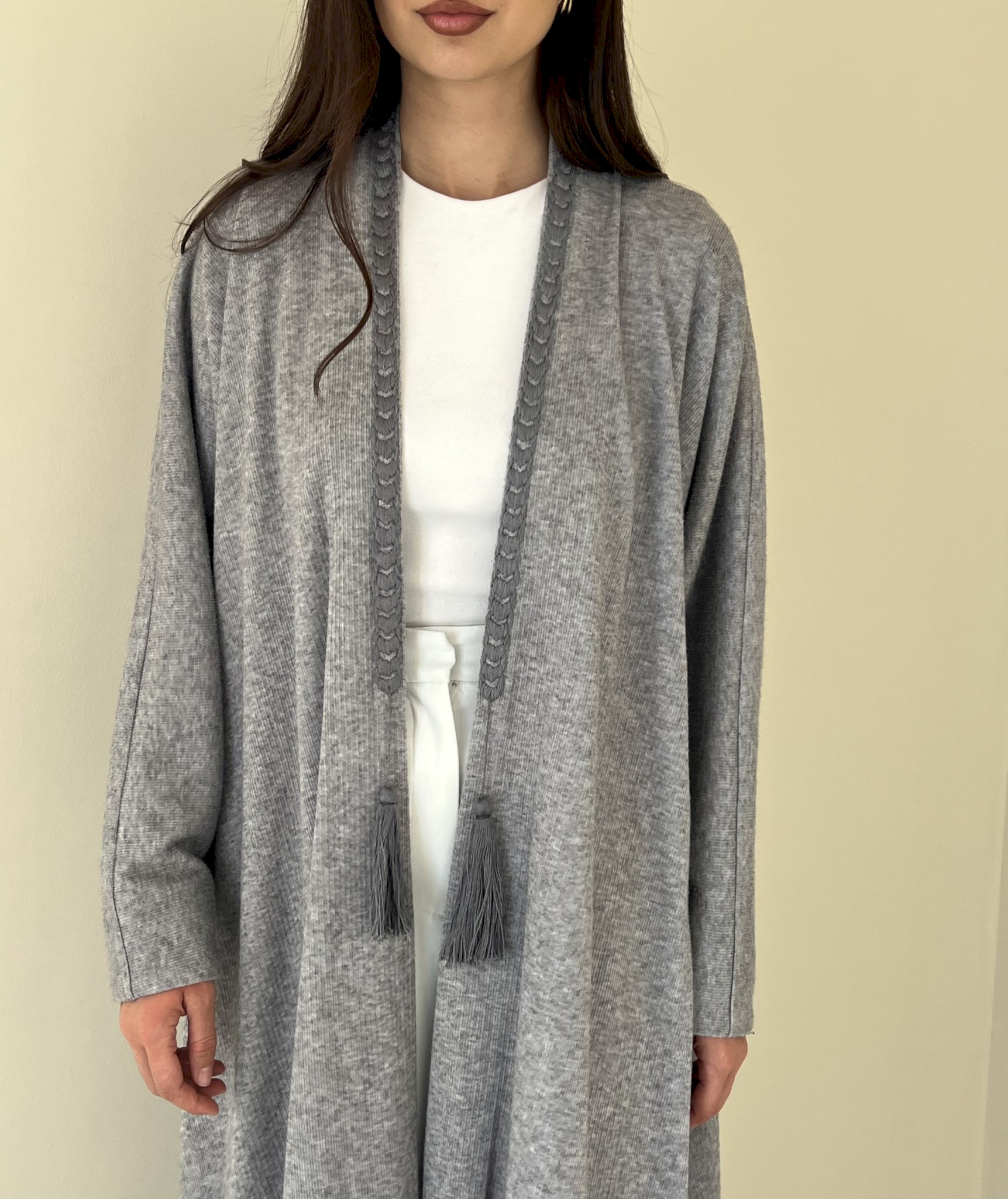 Grey braided cotton cloak