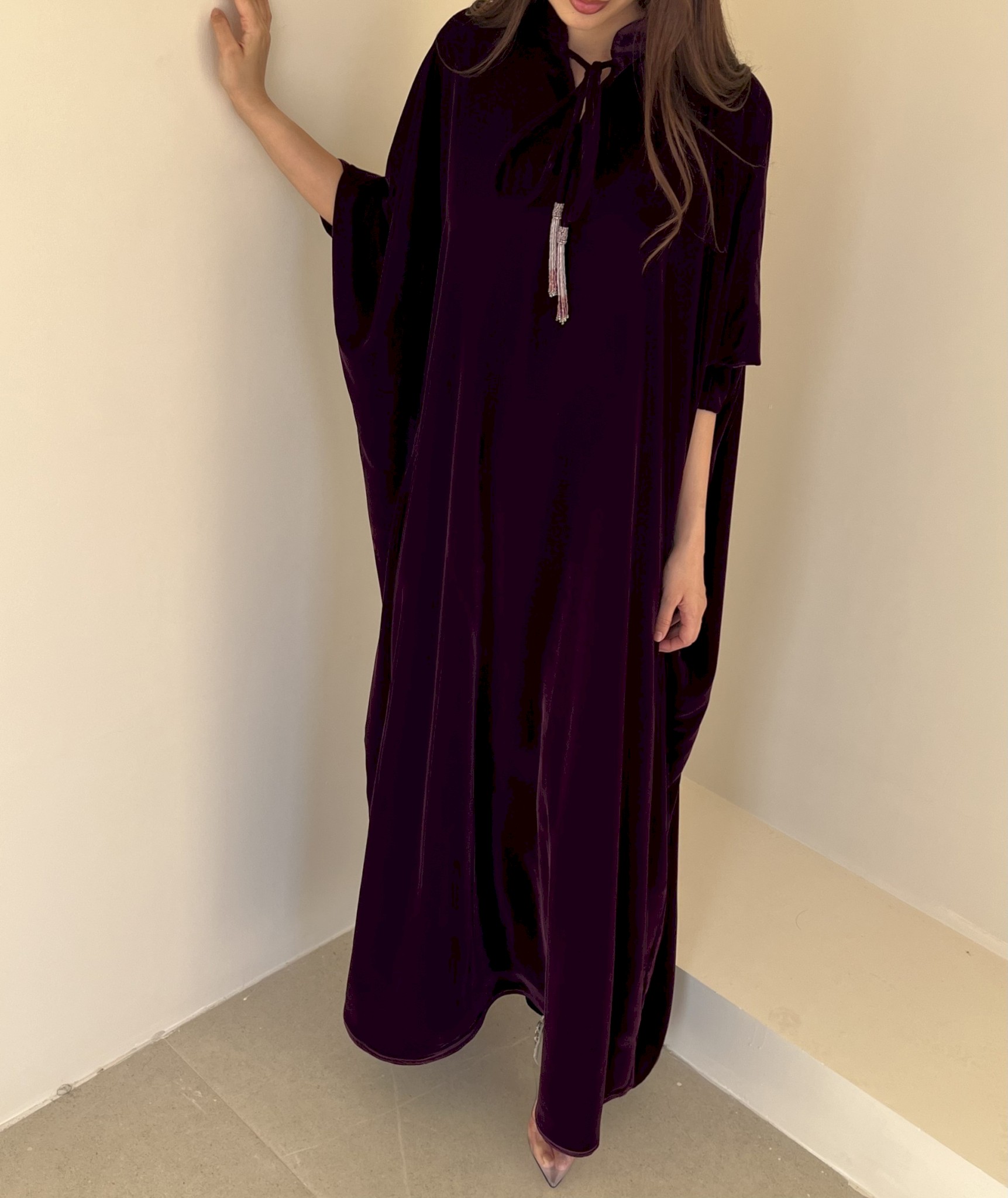 Mulberry velvet tassel kaftan