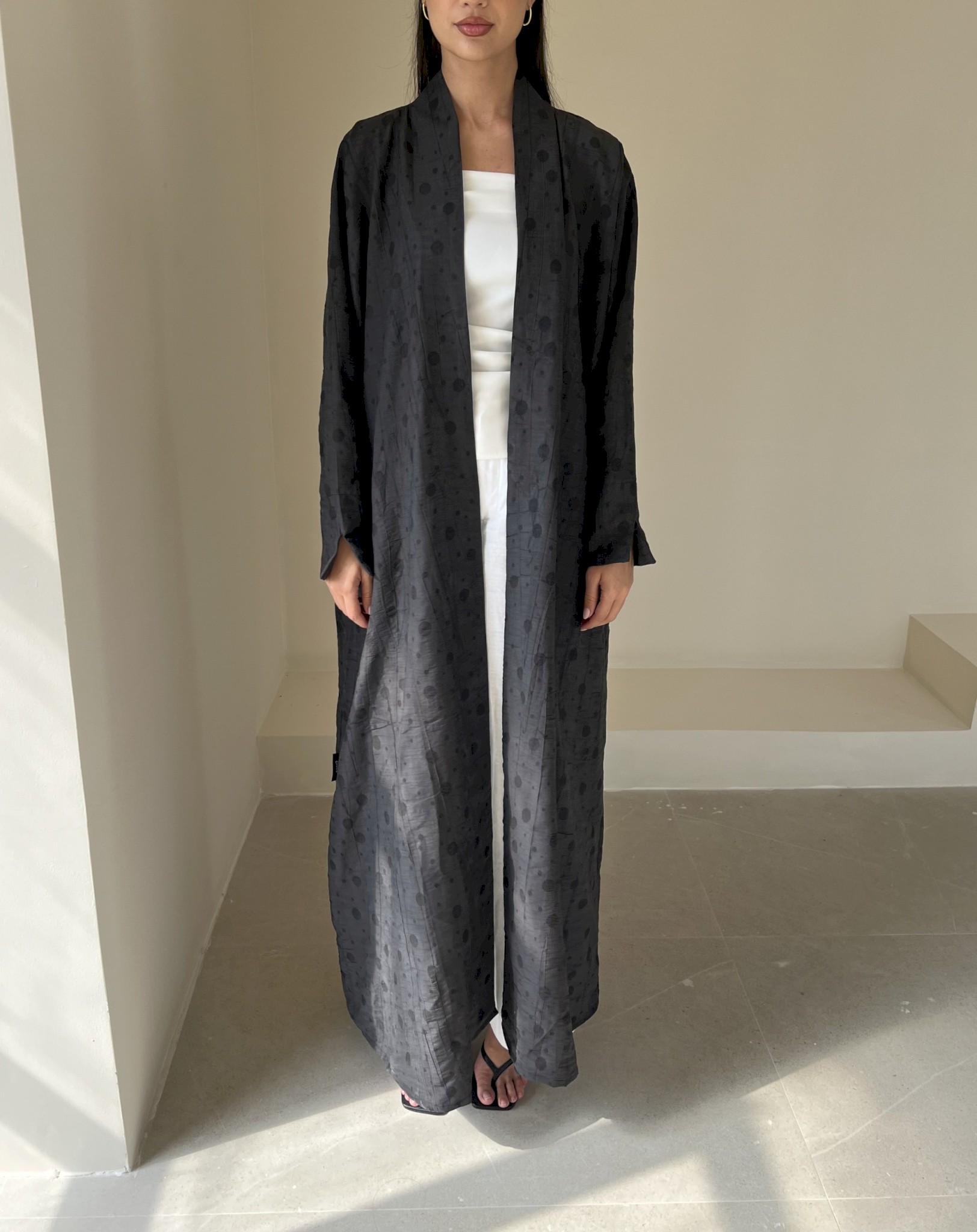 Charcoal linen dots cloak