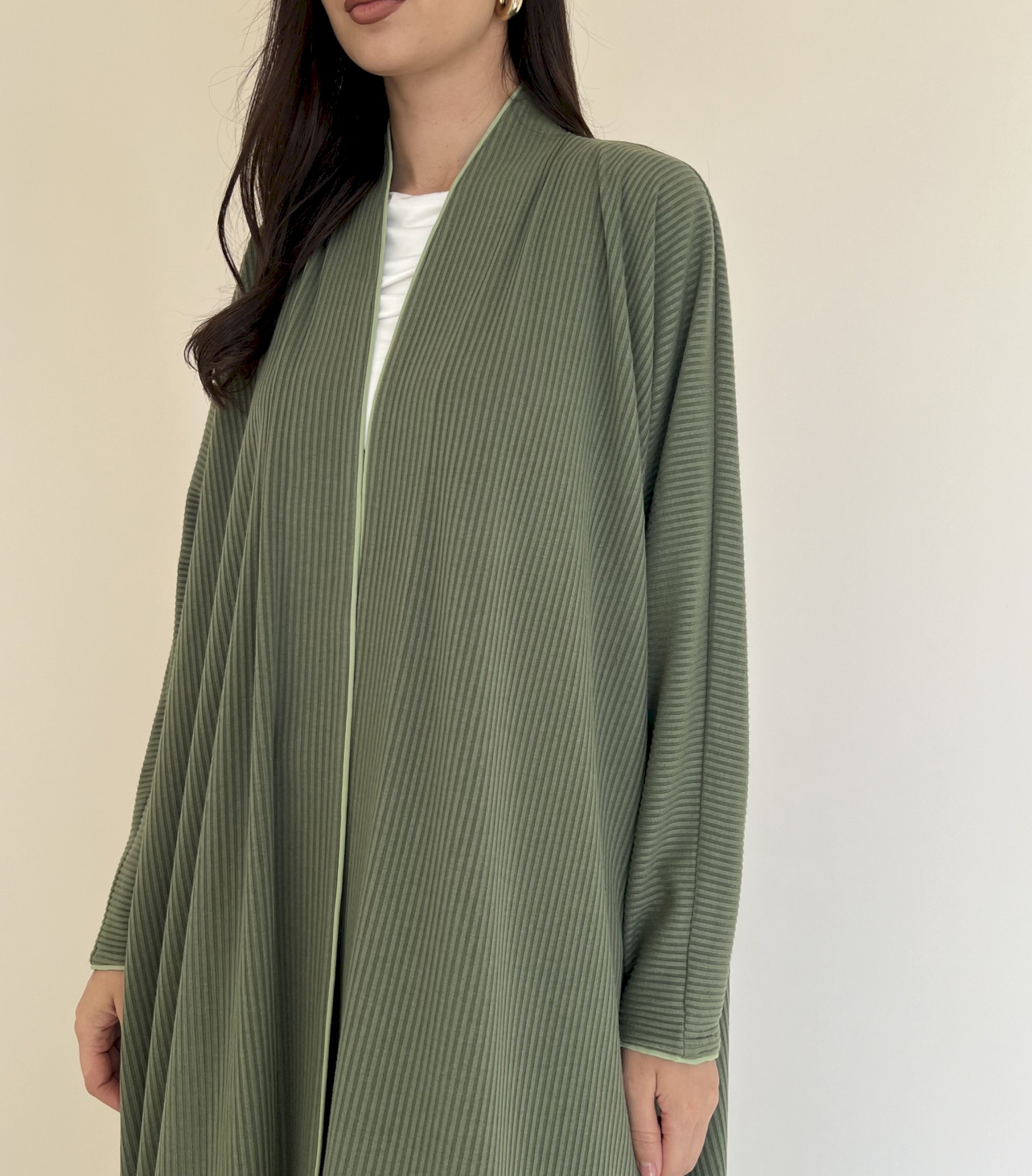 Green ribbed cotton cloak