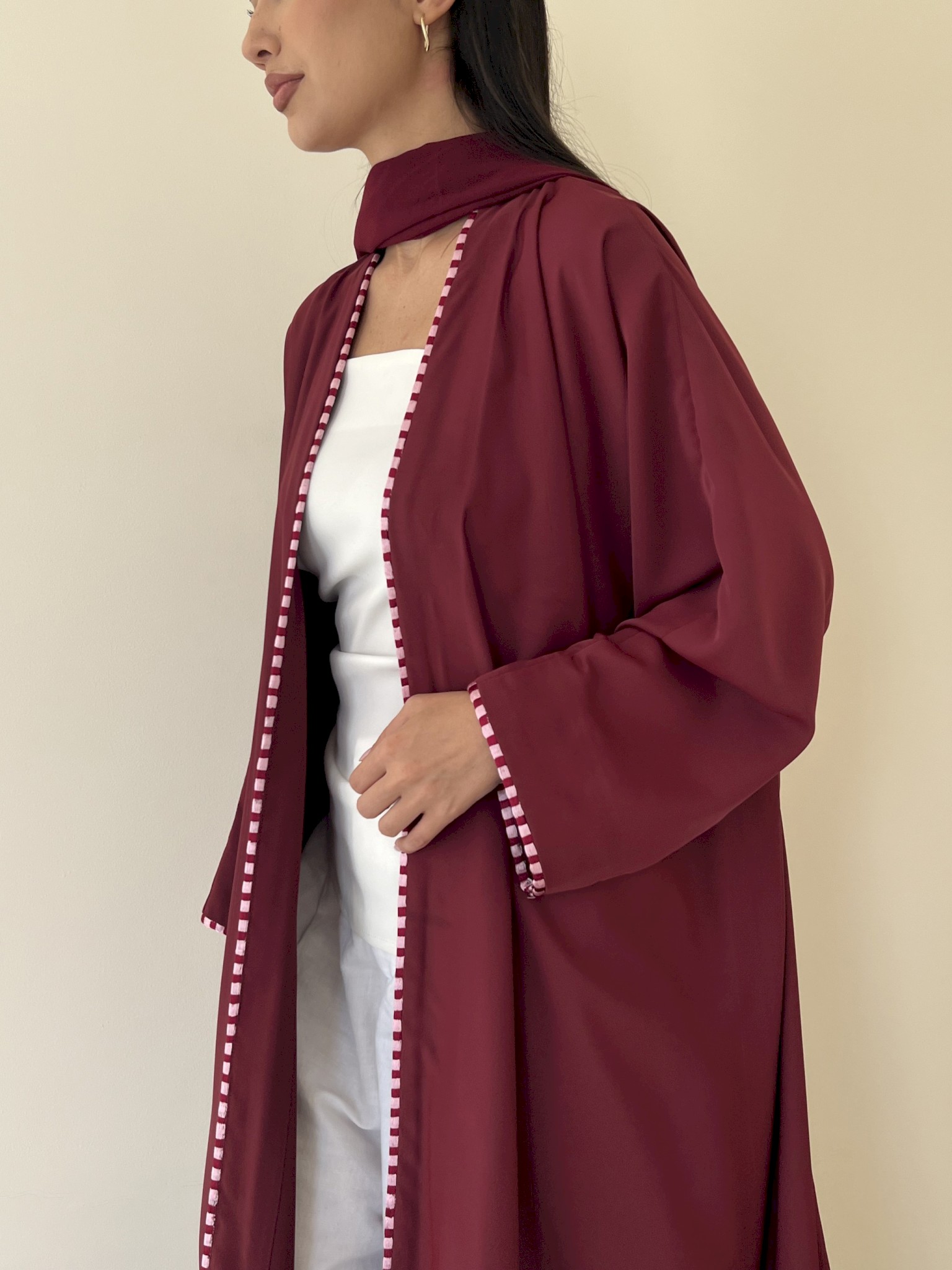 Cherry two-tone piping cloak