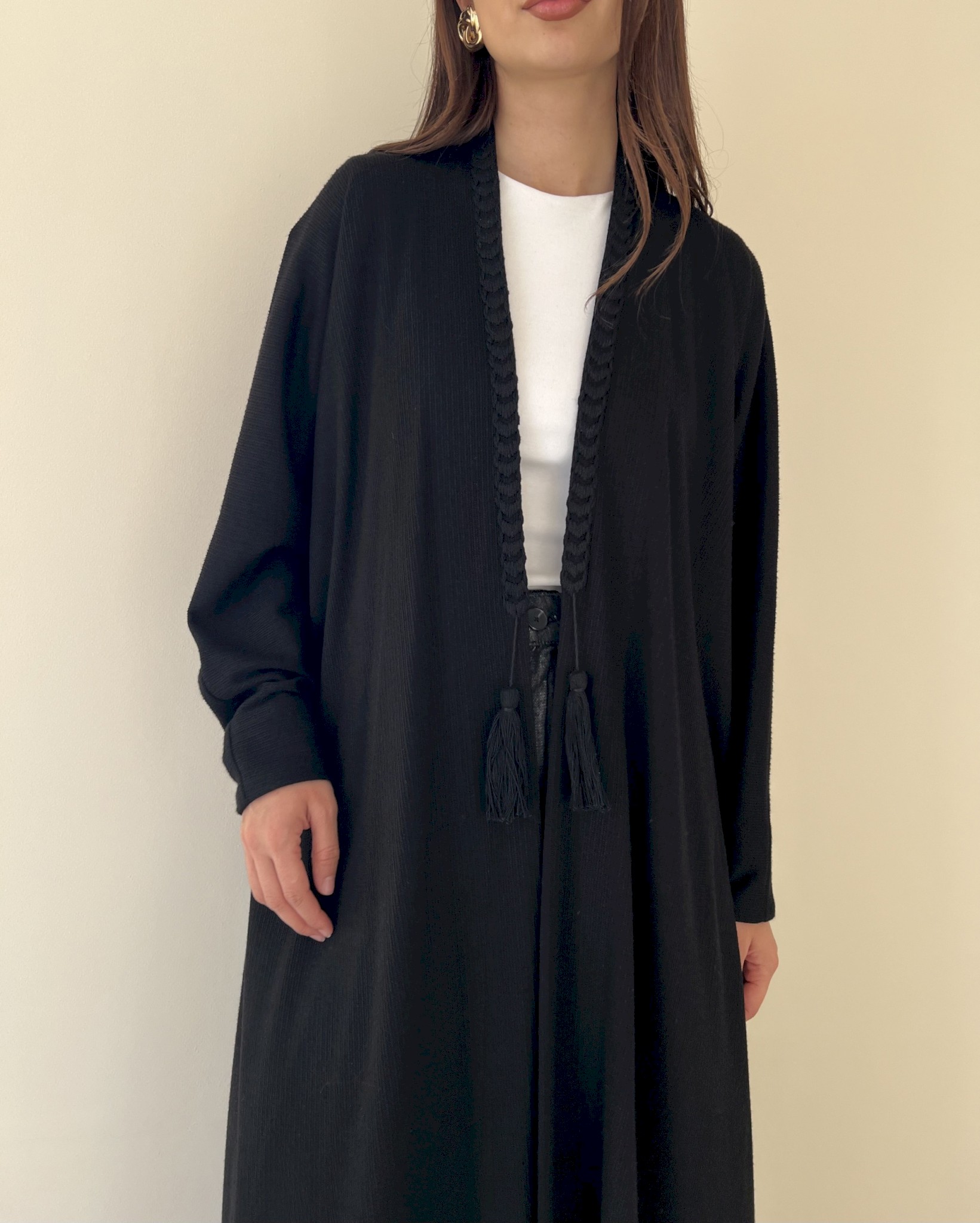 Black braided cotton cloak
