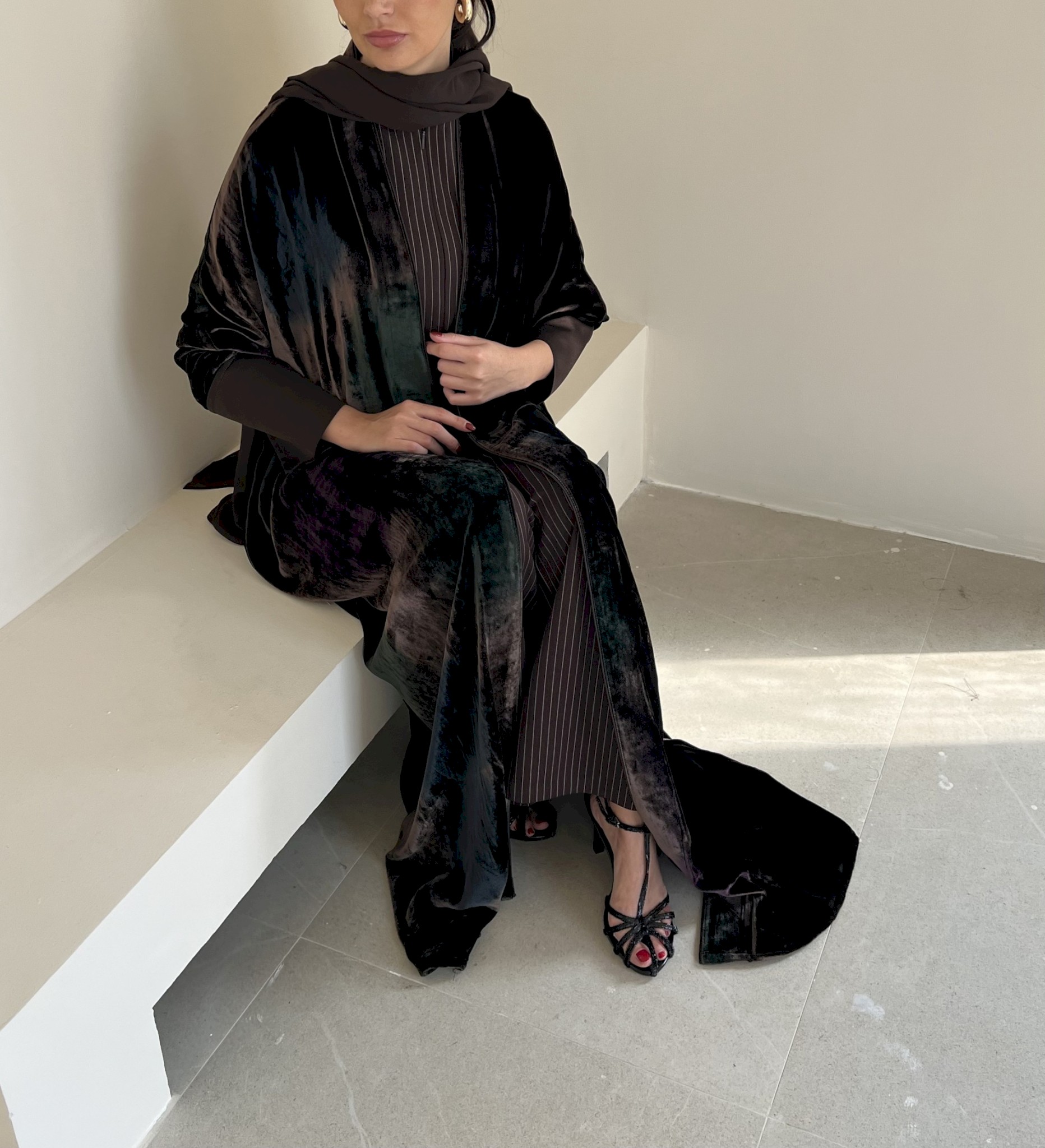 Brown velvet aurora cloak