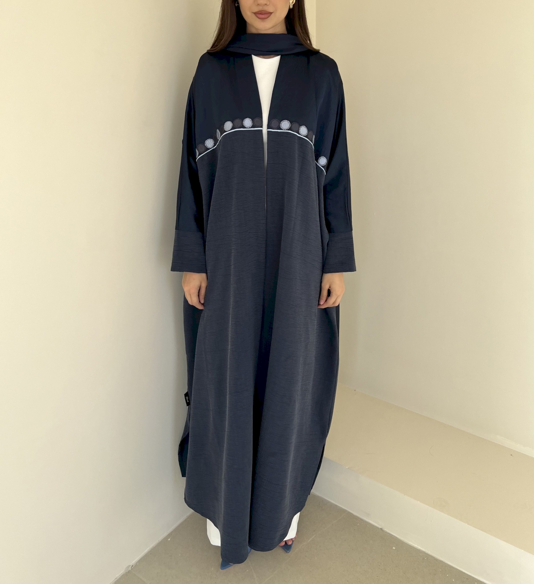 Navy blue medallion cloak