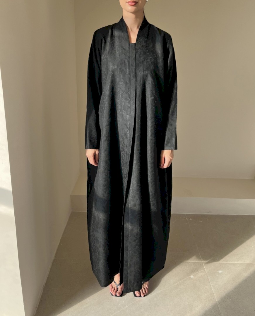 Black floral linen cloak
