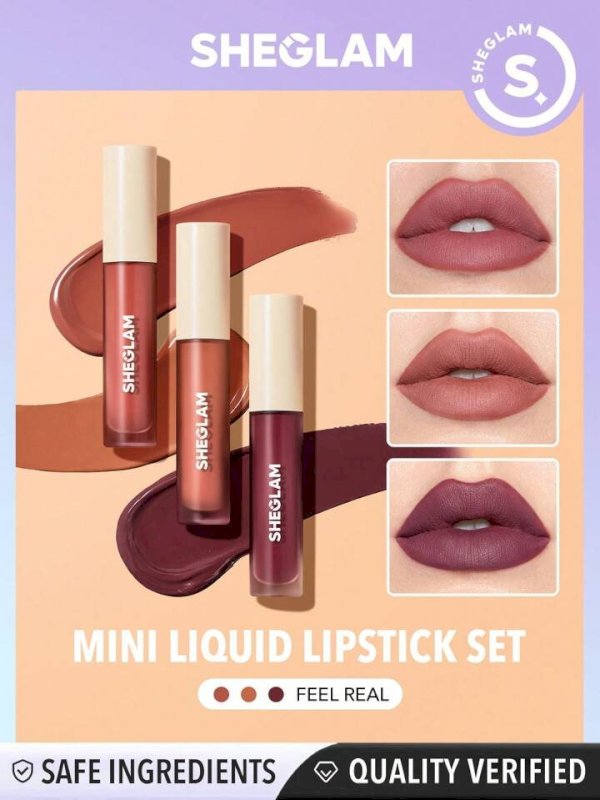 SHEGLAM Matte Allure Mini Liquid Lipstick Set - Feel Real 3 Pcs