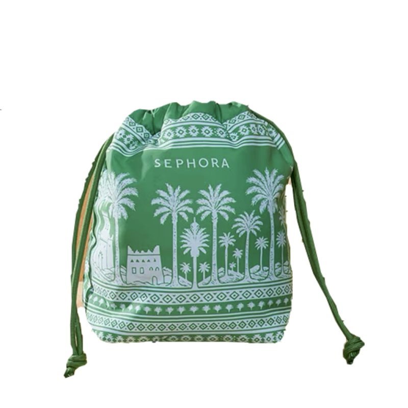 sephora printed puffy drawsting pouch