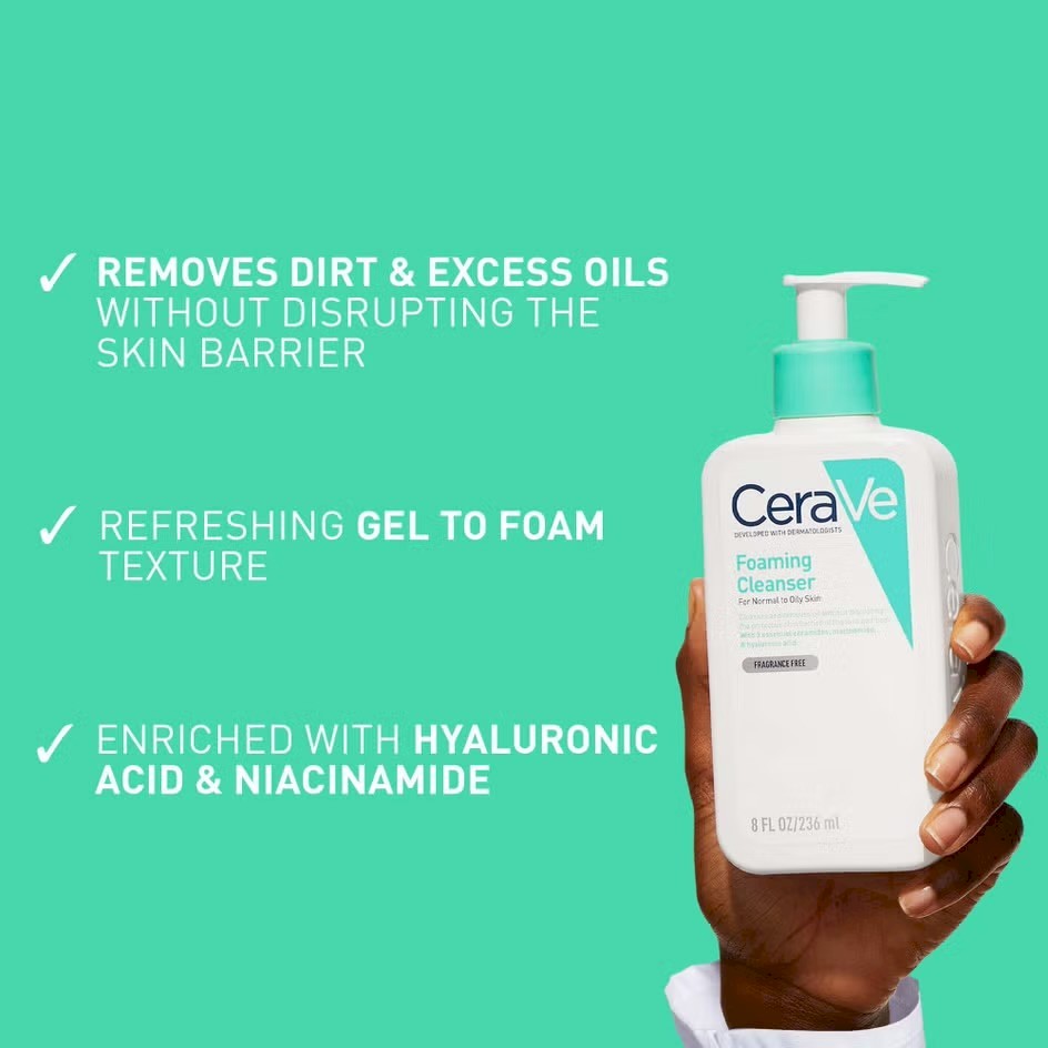 cerave foaming cleanser for normal to oily skin face & body