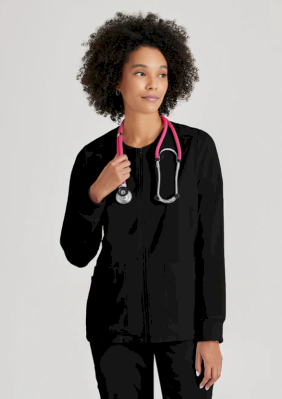 Grey's Anatomy by Barco Spandex Stretch Gianna 5-Pocket Crewneck Scrub Jacket