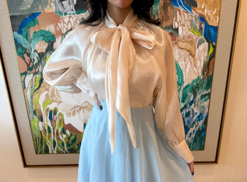 Creamy chiffon knot top 5 135