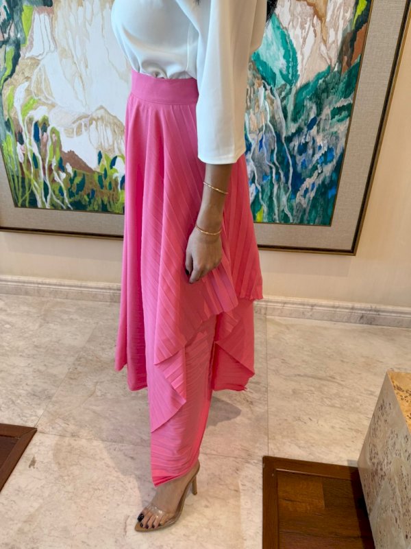 Pink pleated asymmetrical skirt 2 285
