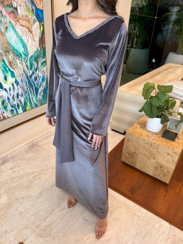 Velvet grey jalabia 5 047