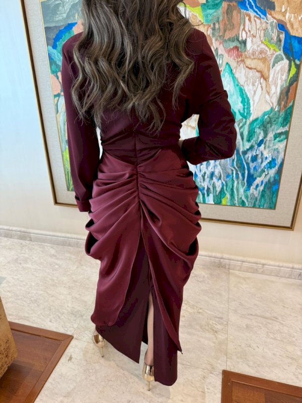 Front knot dress in maroon 5 139
