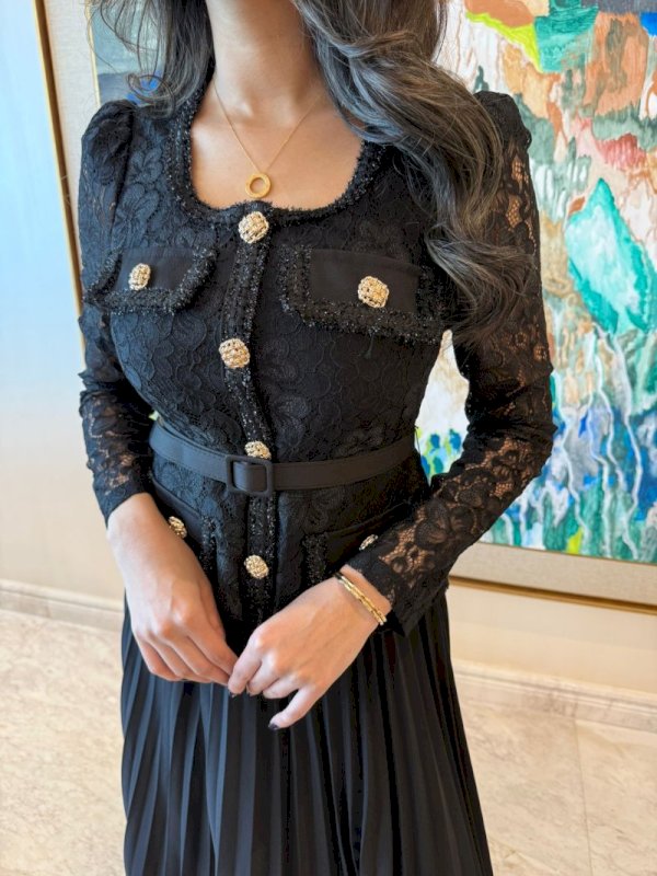 Black floral dantel dress 5061