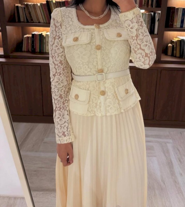 Off white floral dental dress 5 062