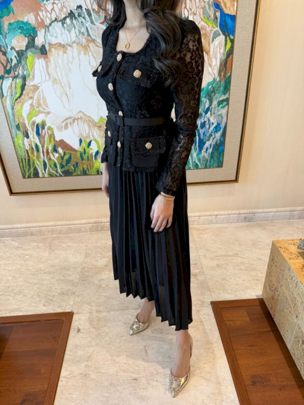 Black floral dantel dress 5061