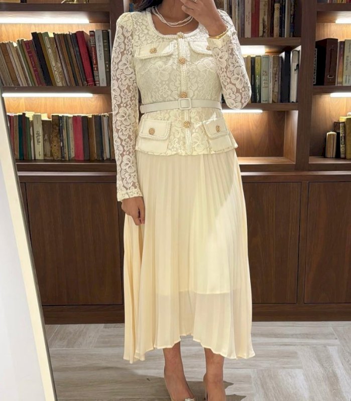 Off white floral dental dress 5 062