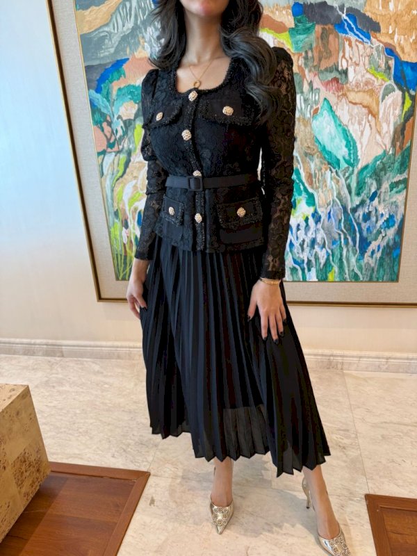 Black floral dantel dress 5061