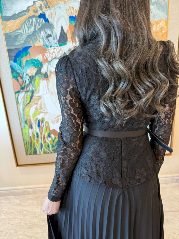 Black floral dantel dress 5061