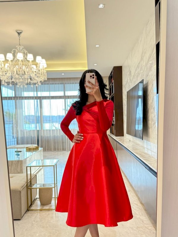 Red cold shoulder dress 4 128