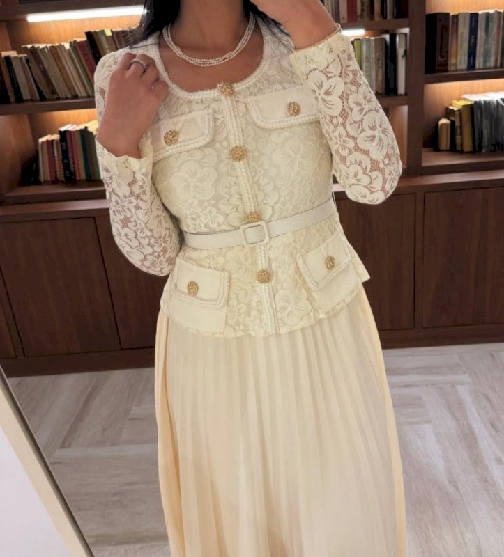 Off white floral dental dress 5 062